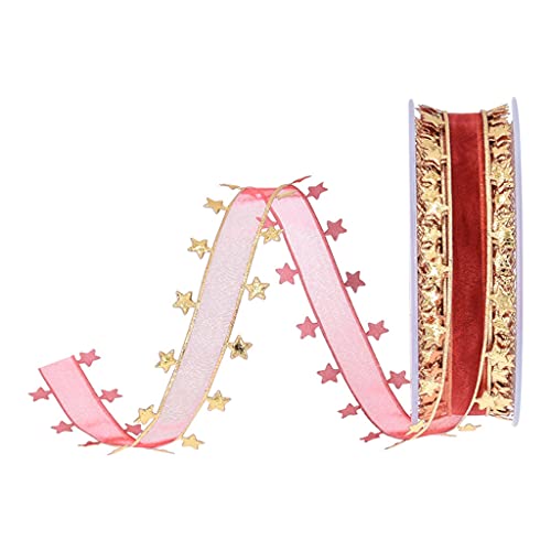 Golden Silber Präge Sternbänder Geschenkverpackung Weihnachtsband Rollen Polyester Bastelband Für Handwerkswickelgeschenke von YUGSHNKFC