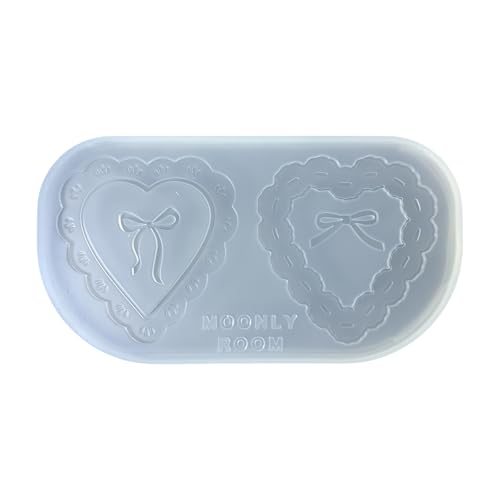 Kreative Silikonform für Spitzen-Herz mit Schleifen-Anhänger, Schlüsselanhänger, Verzierungen, Schlüsselanhänger, Zubehör, Formen Kreative Silikonform für Spitzen-Herz mit Schleifen-Anhänger, Schlüsselanhänger, Verzierungen, Schlüsselanhänger, Zubehör, Formen von YUGSHNKFC
