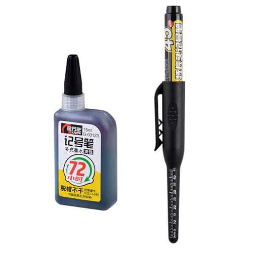 Langer Nasenmarker Mit Skalen 45 Mm Langer Spitze Marker Langer Spitze Tischlermarker Wasserfest Für Metallholzglas Professioneller Konstruktionsmarker von YUGSHNKFC