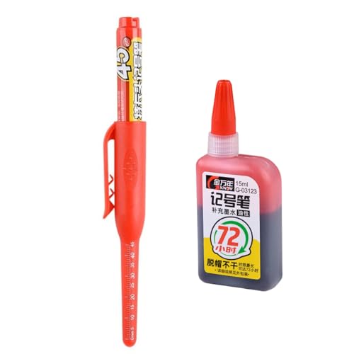 Langer Nasenmarker Mit Skalen 45 Mm Langer Spitze Marker Langer Spitze Tischlermarker Wasserfest Für Metallholzglas Professioneller Konstruktionsmarker von YUGSHNKFC