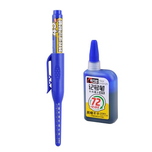Langer Nasenmarker Mit Skalen 45 Mm Langer Spitze Marker Langer Spitze Tischlermarker Wasserfest Für Metallholzglas Professioneller Konstruktionsmarker von YUGSHNKFC