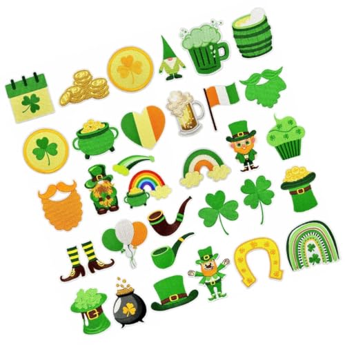 Patrick's Day Bügelbilder, bestickt, zum Aufbügeln oder Aufnähen, für Kinderkleidung, Jacken, Jeans, Taschen, 32 Stück Patrick's Day Bügelbilder, bestickt, zum Aufbügeln oder Aufnähen, für Kinderkleidung, Jacken, Jeans, Taschen, 32 Stück von YUGSHNKFC