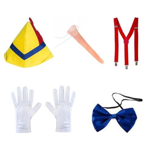 Puppen-Kostüm-Zubehör, lange Nase, Straps-Geschichtenbuch, Märchen, Puppen-Kostüm, Halloween, Cosplay, Party-Kostüm von YUGSHNKFC