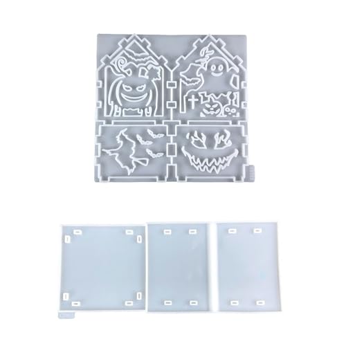 Set Von 2 Wiederverwendbaren Silikonhausformen Für Halloween Party Dekoration Schokoladenherstellung Und Miniaturharzhandwerk Spukhaus Silikonformen von YUGSHNKFC