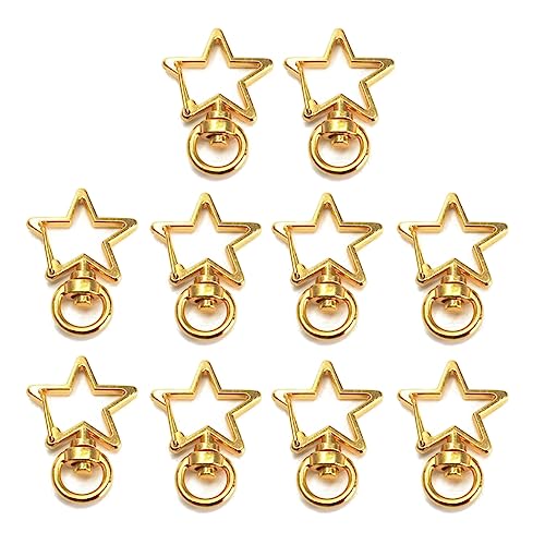 Set mit 10 Metall-Karabinerverschlüssen, Stern/Mond, Schlüsselband, Schlüsselband, Zubehör, Schmuckherstellung, Schlüsselanhänger Set mit 10 Metall-Karabinerverschlüssen, Stern/Mond, Schlüsselband, Schlüsselband, Zubehör, Schmuckherstellung, Schlüsselanhänger von YUGSHNKFC