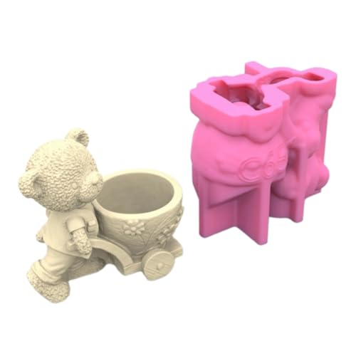 Silikonform mit Cartoon-Bär, Blumentöpfe, Stifthalter, Beton, Gips, Pflanzgefäß, Vase, Epoxidharz-Form von YUGSHNKFC