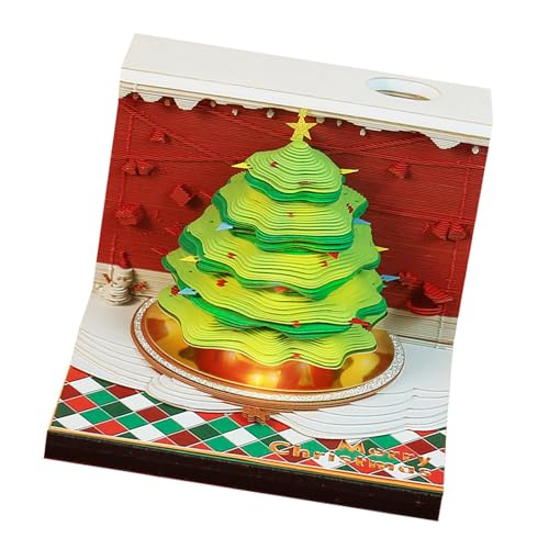 Weihnachtliche 3D-Papierskulptur-Notizblöcke mit Stifthalter, 3D-Papierausschnitt, Notizblock, reißbare Seite für Notizen, Memos von YUGSHNKFC