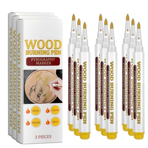 YUGSHNKFC 3/9 Stück Holzbrennstift, Holzbrennmarker, multifunktionaler Scorch Stift, Brandmalerei, Marker, einfach zu bedienen YUGSHNKFC 3/9 Stück Holzbrennstift, Holzbrennmarker, multifunktionaler Scorch Stift, Brandmalerei, Marker, einfach zu bedienen von YUGSHNKFC