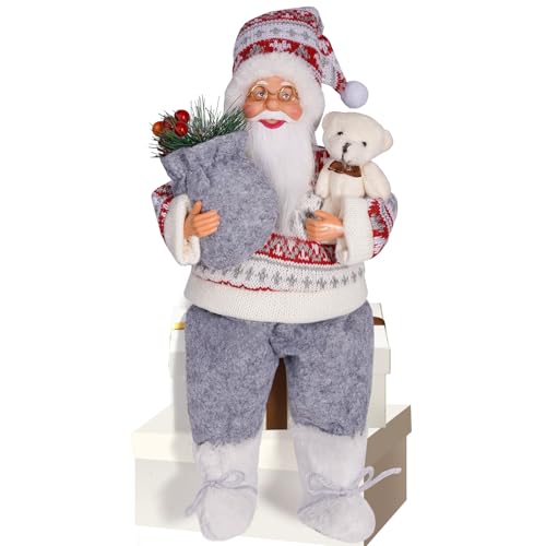 YUGSHNKFC 30,5 cm sitzender Weihnachtsmann, Weihnachtsdekoration für Zuhause, Büro, Party, Festival, Display mit stabilen Stoffmaterialien, Festival-Partyzubehör von YUGSHNKFC