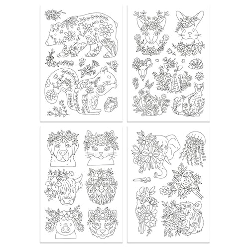 YUGSHNKFC 4pcs Vorgedruckte Eembroidery Transferpapier Wasser Lösliches Handnähenstabilisatoren Für Stoffstickereien YUGSHNKFC 4pcs Vorgedruckte Eembroidery Transferpapier Wasser Lösliches Handnähenstabilisatoren Für Stoffstickereien von YUGSHNKFC
