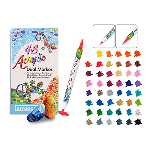 YUGSHNKFC 8/24/36/48pcs Wasserdichte Stifte Für Malerei Kunst Zeichnen Rundes Acrylfarbenmarkierungen Lackierstifte Set Für Steinmalereien von YUGSHNKFC