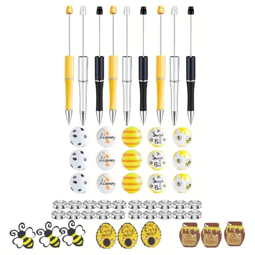 YUGSHNKFC 9 x Perlenstift mit Bienen-Motiv, glattes Schreiben, Perlenstift, Perlenstift, Kugelschreiber, Neuheit, Schreibwarenzubehör YUGSHNKFC 9 x Perlenstift mit Bienen-Motiv, glattes Schreiben, Perlenstift, Perlenstift, Kugelschreiber, Neuheit, Schreibwarenzubehör von YUGSHNKFC