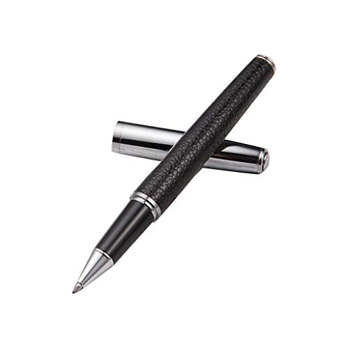 YUGSHNKFC Business-Stift, 0,5 mm, schwarzes Leder, Metall-Kugelschreiber, Studenten, Büro, Schreibwaren von YUGSHNKFC
