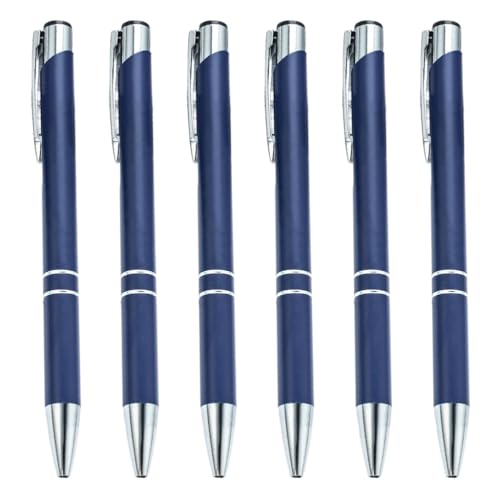 YUGSHNKFC Druckkugelschreiber, 1,0 mm, Metall-Kugelschreiber, schwarze Tinte, Schreibwarenstift für Studenten, Lehrer, 6 Stück von YUGSHNKFC
