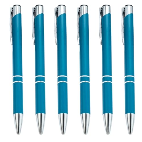 YUGSHNKFC Druckkugelschreiber, 1,0 mm, Metall-Kugelschreiber, schwarze Tinte, Schreibwarenstift für Studenten, Lehrer, 6 Stück von YUGSHNKFC
