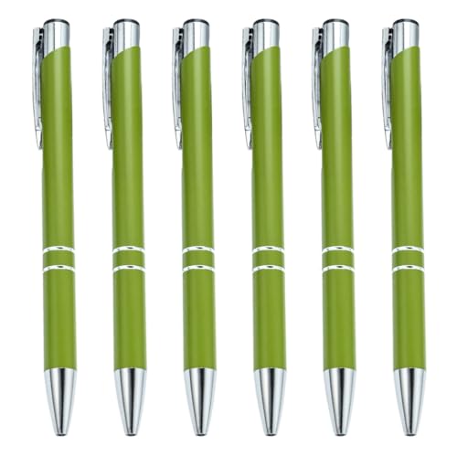 YUGSHNKFC Druckkugelschreiber, 1,0 mm, Metall-Kugelschreiber, schwarze Tinte, Schreibwarenstift für Studenten, Lehrer, 6 Stück von YUGSHNKFC