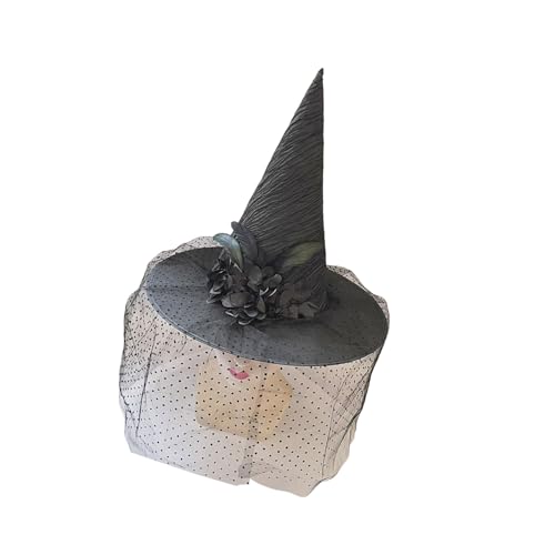 YUGSHNKFC Eleganter Hexenhut mit dekorativen Netzblumen, Zaubererhut für Cosplays, Events und Thementreffen, schöne Hexe mit weichem Stoff YUGSHNKFC Eleganter Hexenhut mit dekorativen Netzblumen, Zaubererhut für Cosplays, Events und Thementreffen, schöne Hexe mit weichem Stoff von YUGSHNKFC