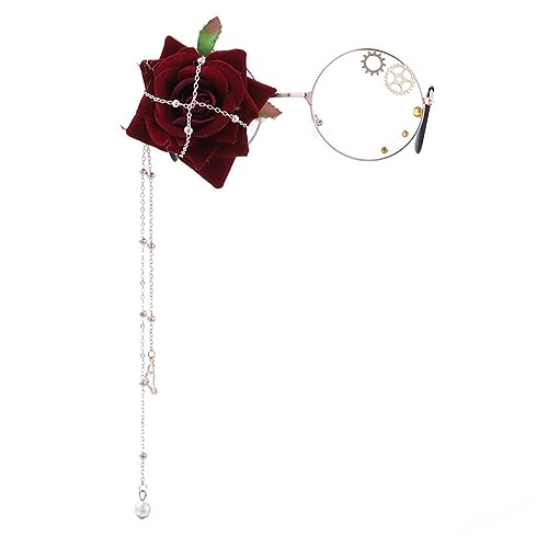 YUGSHNKFC Gothic Brille Mit Ketten Japanische Mädchen Kostümfoto Requisiten Einer Augenbrillen Mit Rose Für Comiccon YUGSHNKFC Gothic Brille Mit Ketten Japanische Mädchen Kostümfoto Requisiten Einer Augenbrillen Mit Rose Für Comiccon von YUGSHNKFC