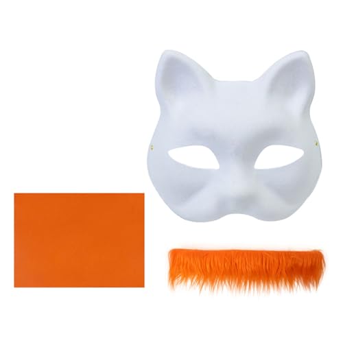 YUGSHNKFC Handbemaltes Katzen-Set, Tiermaskerade, unlackierte Füchse mit Pelzen, Halloween-Party für Erwachsene YUGSHNKFC Handbemaltes Katzen-Set, Tiermaskerade, unlackierte Füchse mit Pelzen, Halloween-Party für Erwachsene von YUGSHNKFC