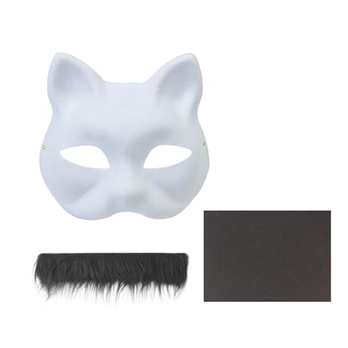 YUGSHNKFC Handbemaltes Katzen-Set, Tiermaskerade, unlackierte Füchse mit Pelzen, Halloween-Party für Erwachsene YUGSHNKFC Handbemaltes Katzen-Set, Tiermaskerade, unlackierte Füchse mit Pelzen, Halloween-Party für Erwachsene von YUGSHNKFC
