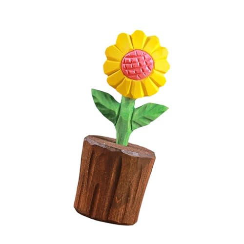 YUGSHNKFC Handgefertigte Holzblume Figur Geschenk Für Frauen Holz Rosenblumen Miniaturfigur Mit Basis Hochzeitstag Zu Geben von YUGSHNKFC