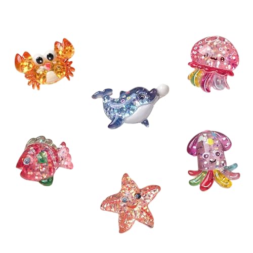 YUGSHNKFC Miniatur-Verzierung für Scrapbooking-Projekte, flache Rückseite, Kunstharz, Meerestierfiguren, Ornament, 2/6 Stück von YUGSHNKFC