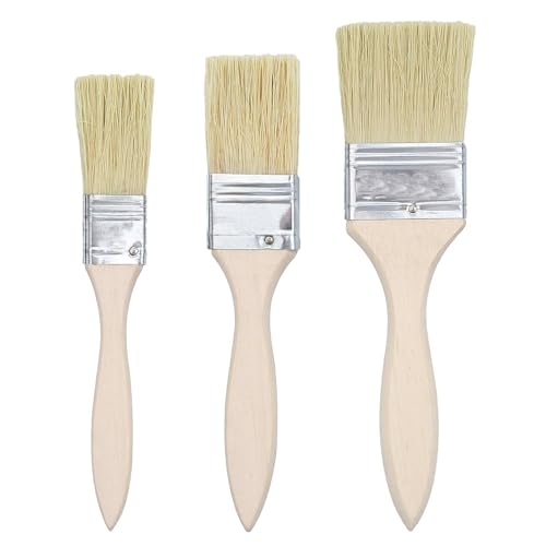 3PCS Pinsel Set, Malerpinsel, Flachpinsel, Pinsel Breit, Holzgriffpinsel Für Farbe, ölmalerei, Beize, Leim, Kleber, Geeignet Zum Fechten, Dekorieren, Malen(23/35/43mm) von YUGUOLAN