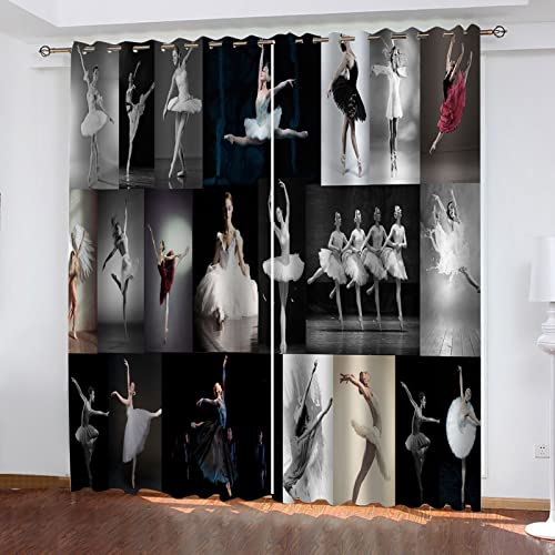 YUIUPD Verdunkelungsvorhang Kinderzimmer Junge Mädchen - Vorhänge Blickdicht Mit Ösen - Ballerina-Mädchen Digitaldruck 3D - Thermogardine Für Schlafzimmer Wohnzimmer 2Er Set 160X200cm (Hxb) von YUIUPD