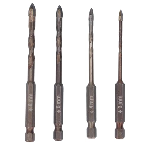 4pcs Set Mauerwerk Bohrer Bit 3mm 4 mm 5 mm 6 mm Beton Bohrbohrbit Set für Fliesenschieferglas Kunststoffperforation von YUKOFE