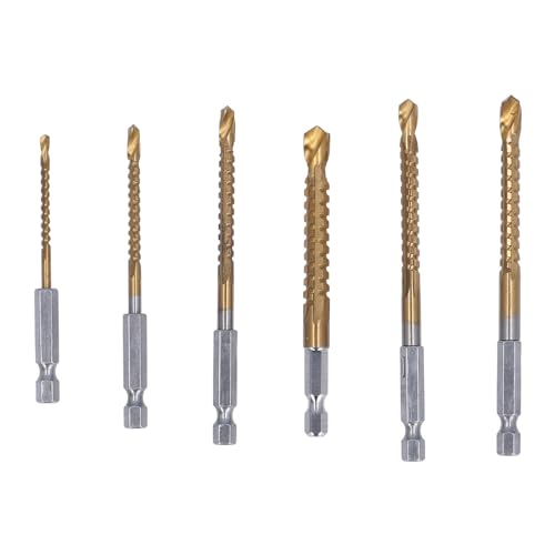6 PCs Set TI beschichtete HSS -Twist -gezackte Bohrbohrbit 3mm 4 mm 5 mm 6 mm 6,5 mm 8 mm Sechskant Shank Effiziente Bohrwerkzeuge Holzbearbeitungswerkzeuge von YUKOFE