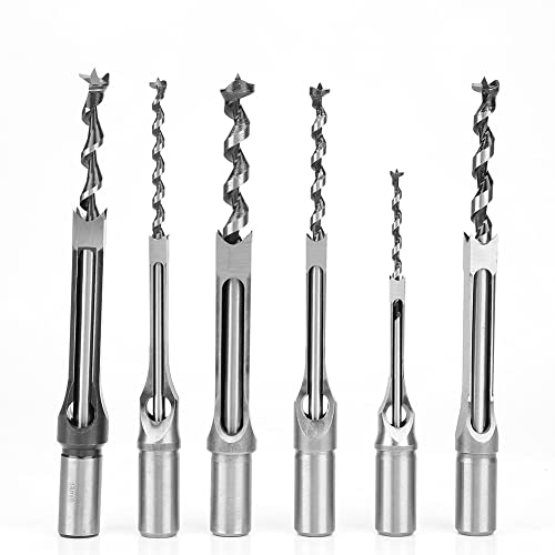 Square Loch Saw Saw Auger Drill Bit -Sterbungsmeißel Hochfestes Holzbearbeitungswerkzeug 6 -Stück -Set (6pcs：1/2、1/4、3/8、5/8、5/16、9/16) von YUKOFE