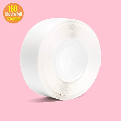 White Etikett Selbstklebender Thermalpapier Roll 12 * 40 mm 160-bildet-Kompatible D30 Thermaldrucker Home Office Organization (Weiß) von YUKOFE