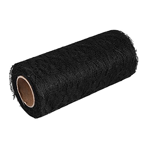 10 Yard Long Wedding Party Dekorationstisch Runner Stuhl Schärpe Blumenspitze Tüll Roll heiß (Black) von YULEESIYIP
