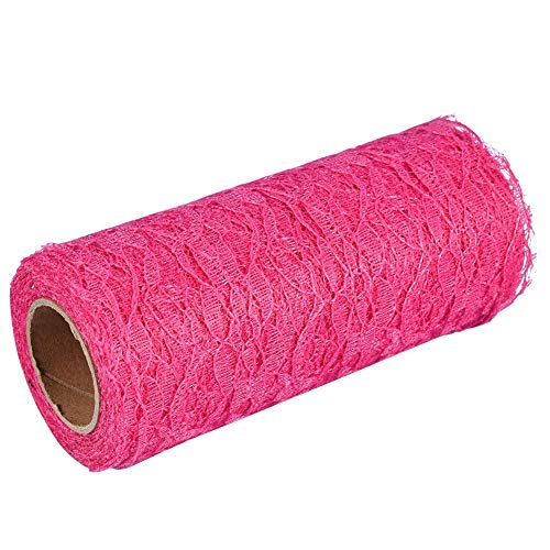 10 Yard Long Wedding Party Dekorationstisch Runner Stuhl Schärpe Blumenspitze Tüll Roll heiß (Rose Red) von YULEESIYIP