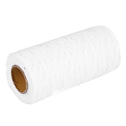 10 Yard Long Wedding Party Dekorationstisch Runner Stuhl Schärpe Blumenspitze Tüll Roll heiß (White) von YULEESIYIP