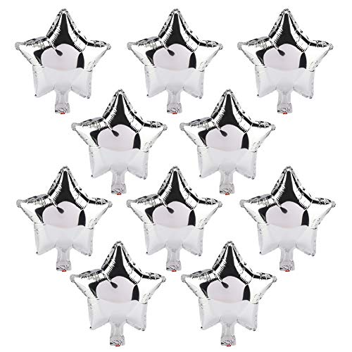 10pcs 10 Fünf -Sterne -Aluminiumfolienballons Party Hochzeits Geburtstagation (Silber) von YULEESIYIP