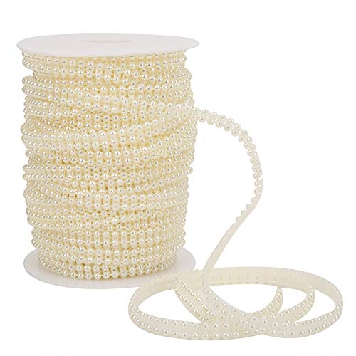 25 m zweireihig Faux Perle Perle String ABS Kunststoff Hochzeit Bouquet Zubehör weiß Beige (Beige) von YULEESIYIP