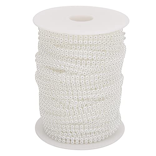 25 m zweireihig Faux Perle Perle String ABS Kunststoff Hochzeit Bouquet Zubehör weiß Beige (White) von YULEESIYIP