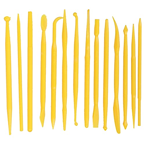 Cake Modeling Tool Kit für Skulption und Formung, 14pcs Set Leichtes haltbarer Kunststoff, Schule und Zuhause (Yellow) von YULEESIYIP