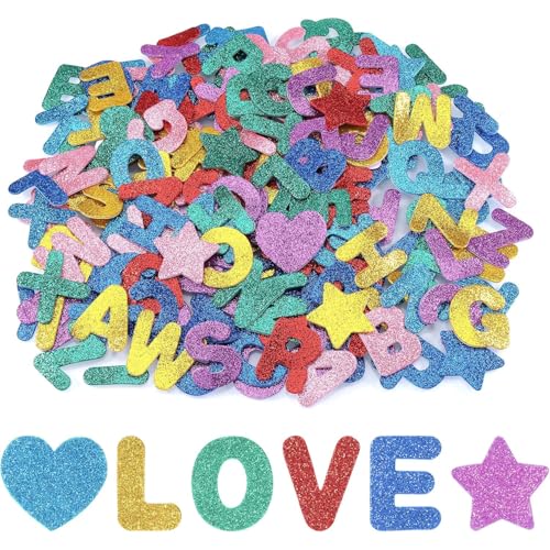 Zahlen Aufkleber, Moosgummi-Aufkleber Abc, Moosgummi Buchstaben, Moosgummi Alphabet Glitter, Moosgummi Buchstaben Selbstklebend A-Z, Wanddekoration, Basteldekoration, Kunsthandwerk von YULIAO