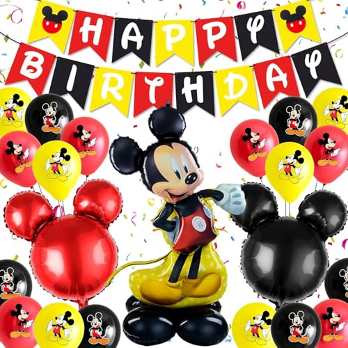 23 Stück Geburtstagsdeko Kinder, Luftballon Geburtstag mit Happy Birthday Banner, Party Luftballons Geburtstag Folienballon Latex Ballon Party Dekorationen für Mädchen Junge Thema (B) von YULONGWU