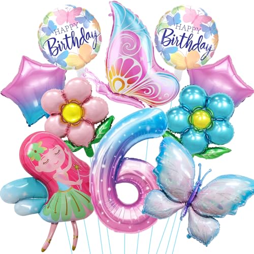 Luftballon 6. Geburtstag Mädchen, 10 Stück Schmetterling Folienballon 6 Jahre, Bunt Schmetterling Geburtstag Deko 6 Jahre, Helium Ballons für Mädchen Geburtstag Schmetterling Party Dekoration Luftballon 6. Geburtstag Mädchen, 10 Stück Schmetterling Folienballon 6 Jahre, Bunt Schmetterling Geburtstag Deko 6 Jahre, Helium Ballons für Mädchen Geburtstag Schmetterling Party Dekoration von YULONGWU