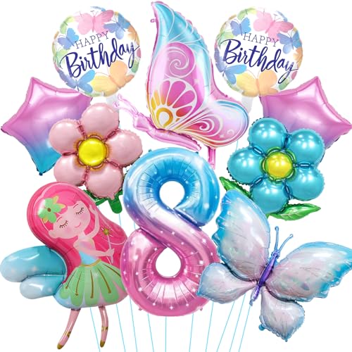 Luftballon 8. Geburtstag Mädchen, 10 Stück Schmetterling Folienballon 8 Jahre, Bunt Schmetterling Geburtstag Deko 8 Jahre, Helium Ballons für Mädchen Geburtstag Schmetterling Party Dekoration Luftballon 8. Geburtstag Mädchen, 10 Stück Schmetterling Folienballon 8 Jahre, Bunt Schmetterling Geburtstag Deko 8 Jahre, Helium Ballons für Mädchen Geburtstag Schmetterling Party Dekoration von YULONGWU