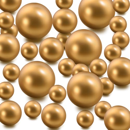 YULYNJQ Vasenfüller-Perlen, Erdgold, schwimmende Perlen für Tafelaufsätze, Vasen, künstliche Perlen für schwimmende Kerzen, Hochzeit, Tisch, Geburtstag, Mottoparty, Heimdekoration, Make-up-Pinsel von YULYNJQ