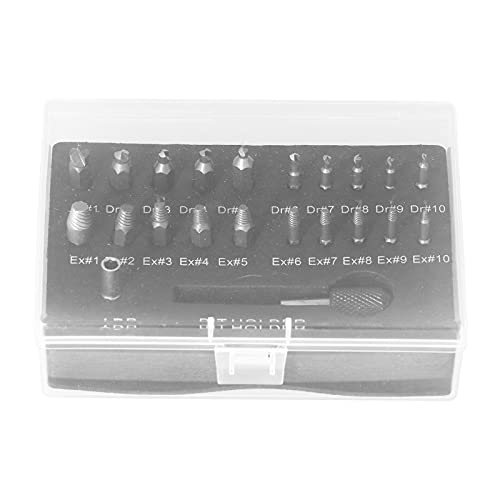 22pcs beschädigter Schraubenextraktbrust -Remover -Werkzeug Hochgeschwindigkeitsstahl Langable HSS -Hardware (60 mm schwarzer Rittergelenk) von YUMILI