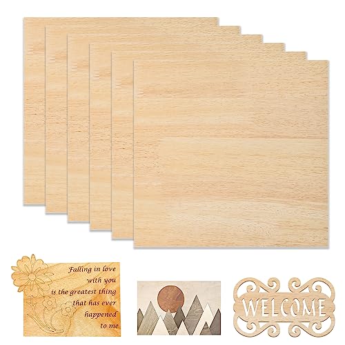 YUMILI 6 Stück Unbehandeltes Holz, 30,5 X 30,5 cm Leere Holzbretter Für Heimwerker, Lasergravur, Holzhandwerk, Brandmalerei(Spliced Plywood-Gummibaum) von YUMILI