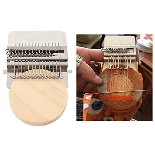 YUMILI Kleiner Webstuhl, DIY Webwerkzeuge, Mini Handwebstuhl Maschine,kleine Strickmaschine Stopfmaschine Webstuhl-Kit für Kinder, Reparatur, Teppich, DIY auf Kleidung Socken (14 Hooks) von YUMILI