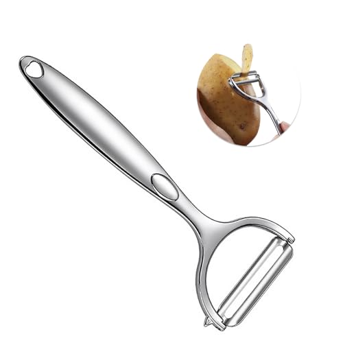 YUMIPDD Sparschäler Edelstahl, Schäler Gemüseschäler Premium, kartoffelschäler Gemüse für Tomaten Karotten Obst, Inklusive Aufhängeöse Universalschäler Küchenhelfer, 15.3cm (Silberfarben) von YUMIPDD