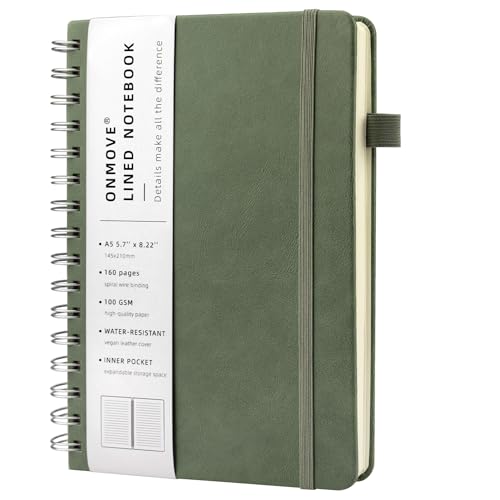 YUNAI Notizbuch A5 Spiralbindung, Notizblock Liniert 160 Seiten, PU Leder Hardcover Journal Buch, 100gsm Tintenfestes Papier, Elastisch Gebändert, Innentasche für Schule Arbeit Zeichnen, Grün YUNAI Notizbuch A5 Spiralbindung, Notizblock Liniert 160 Seiten, PU Leder Hardcover Journal Buch, 100gsm Tintenfestes Papier, Elastisch Gebändert, Innentasche für Schule Arbeit Zeichnen, Grün von YUNAI