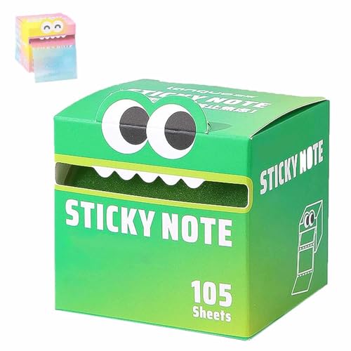 Süße Haftnotizen mit Monster-Muster,Transparente Haftnotizen,lustige Pastell-Notizblöcke zum Herausziehen,Transparenter Perlglanz-Notizblock,Selbstklebend – 105 Blatt,für Büro,Schule,Schüler(A) von YUNFAN